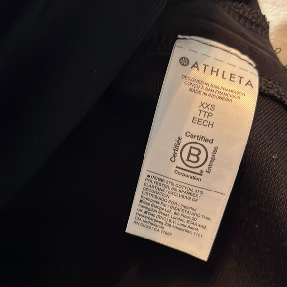 Athleta Retroterry V-Neck Sweatshirt Sleeveless Black - Picture 3 of 5